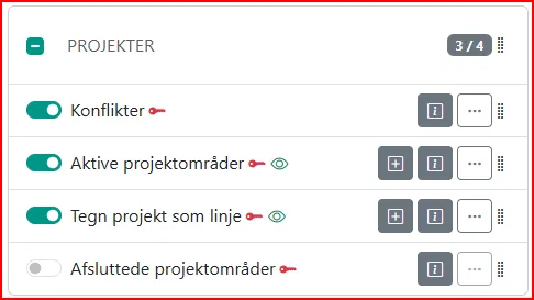 Disse lag tændes som standard når brugeren går ind på kortet og er logget ind