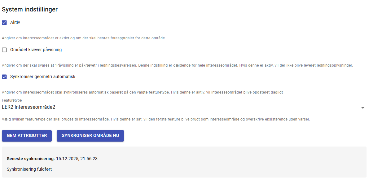 System indstillinger