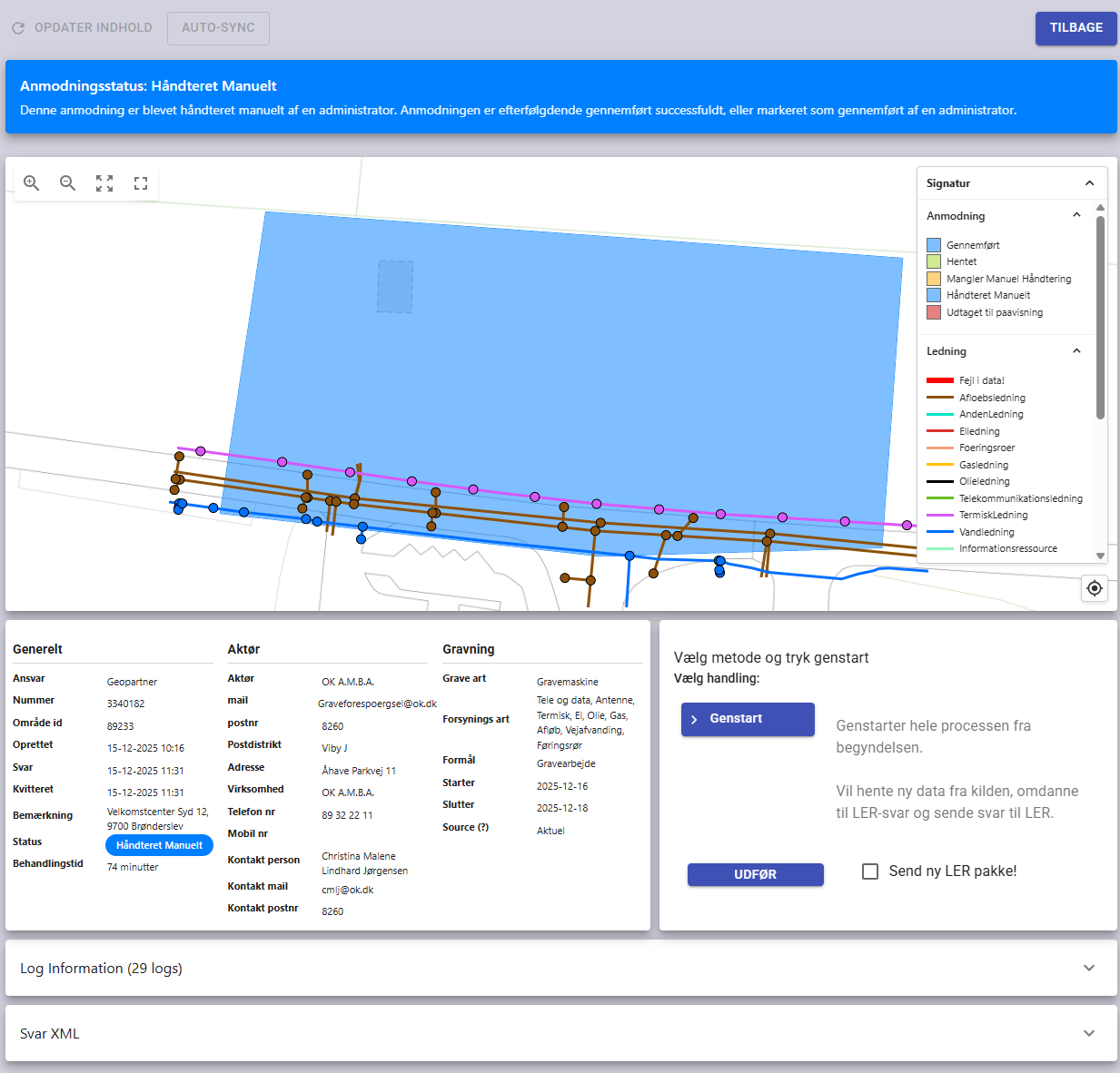 LER-Assistent detailvisning af en ledningsbesvarelse