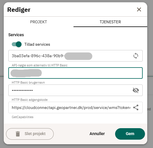 Aktiver tjenester