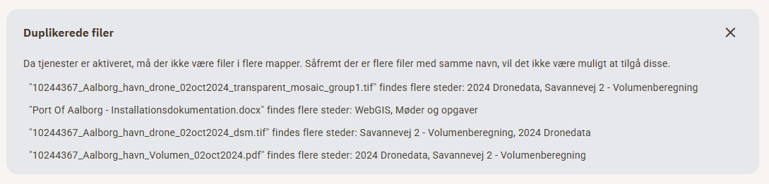 Dubletter af filnavne i projekt