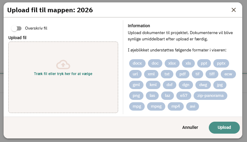 Guide til upload fil