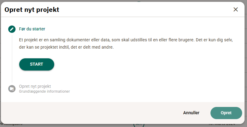 Guide til oprettelse af nyt projekt