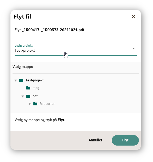 Dialog til flytning af en fil