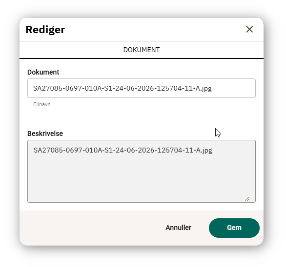 Dialog til redigering af en fil