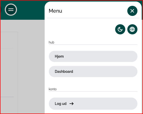 Åben Dashboard menu øverst til højre
