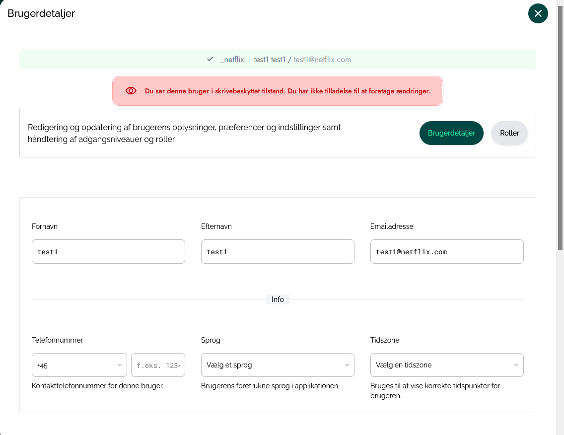 Rediger brugerens informationer