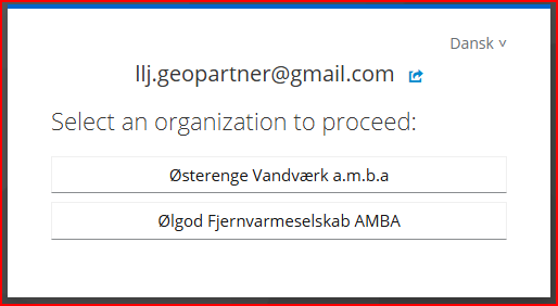 Vælg organisation