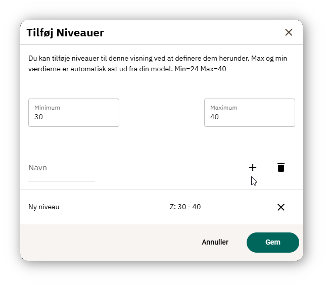 Tilføj nyt niveau