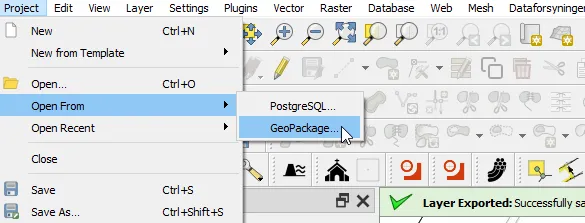 QGIS åben projekt