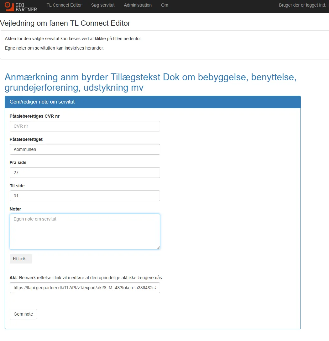 Indtastningsfelter i TL Editor