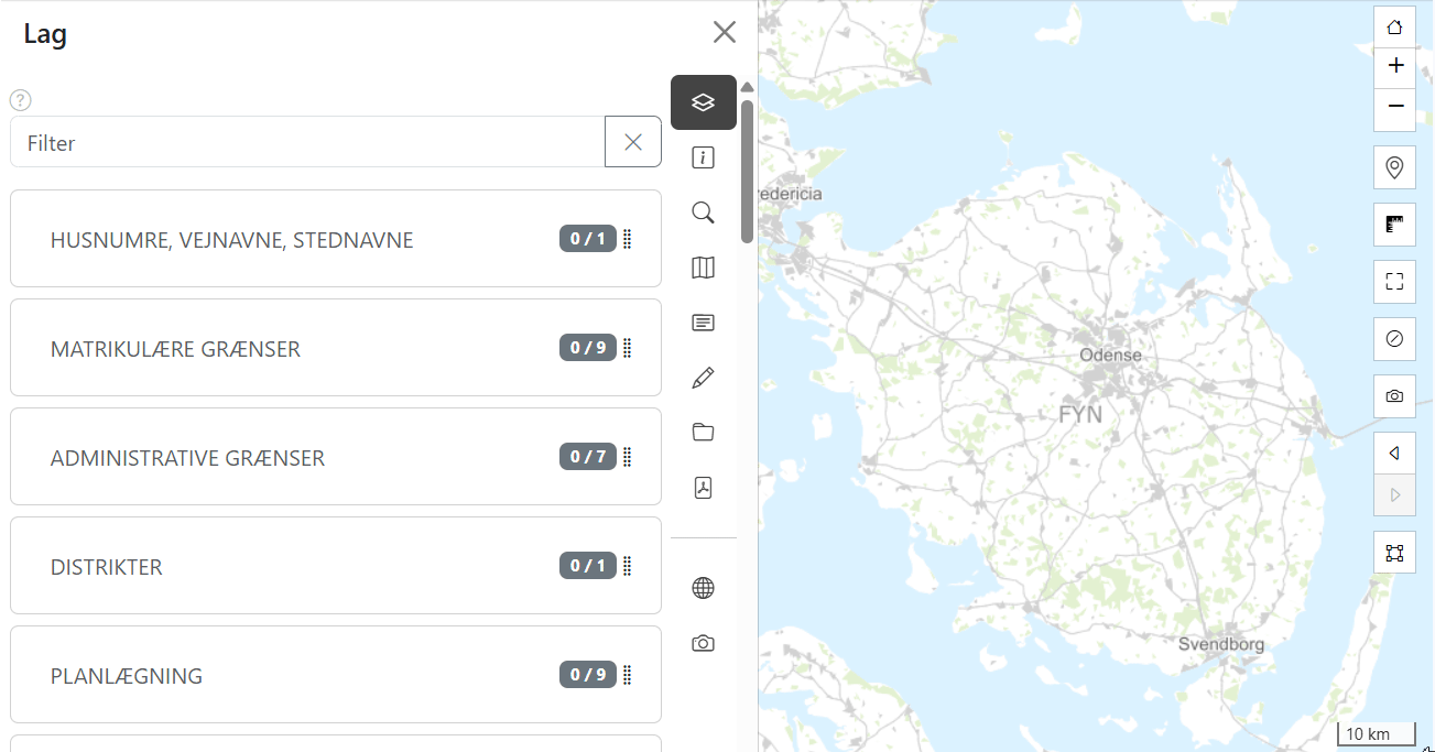 Søgeværktøj i Map Connect-menuen