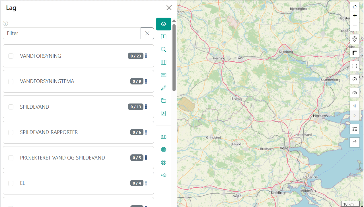 Symboler i Map Connect-menuen